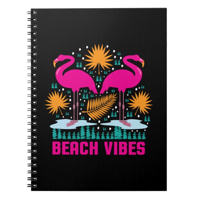 Cuaderno Diseño de Flamencos Rosas Beach Vibes (Frente)