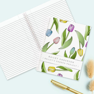 Cuaderno Diseño de flor de tulipán colorido moderno persona