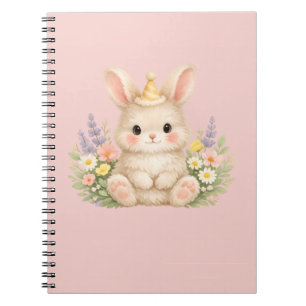 Cuaderno Diseño de flor silvestre de conejo esponjoso para