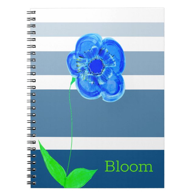 Cuaderno Diseño de floración azul (Frente)
