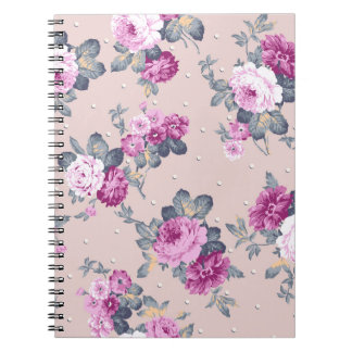 Cuaderno diseño de flores adorables ilustraciones textiles,