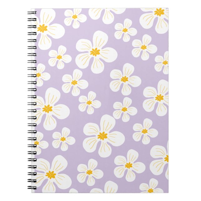 Cuaderno Diseño de Flores Blancas Lindas para Regreso a la  (Frente)
