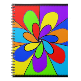 Cuaderno Diseño de flores de color arcoiris abstracto