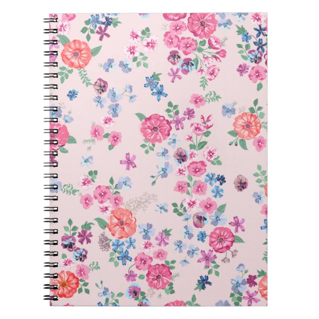 Cuaderno Diseño de flores de primavera. Patrón floral sin f (Frente)