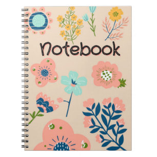 Cuaderno Diseño de Flores Florales Azul Rosa-Azul