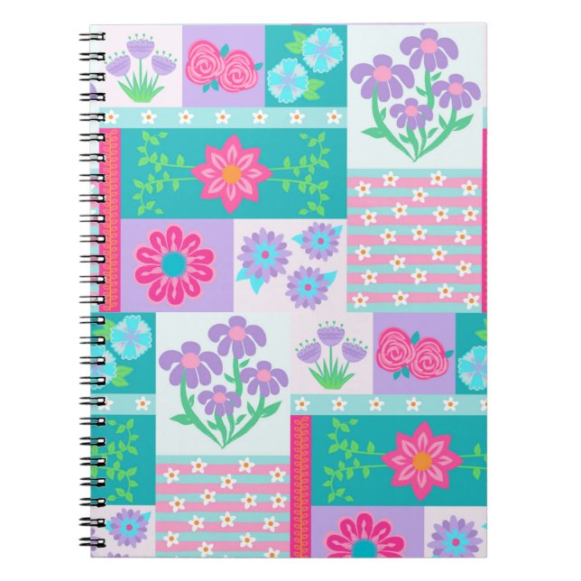Cuaderno Diseño de flores vibrantes en flor (Frente)