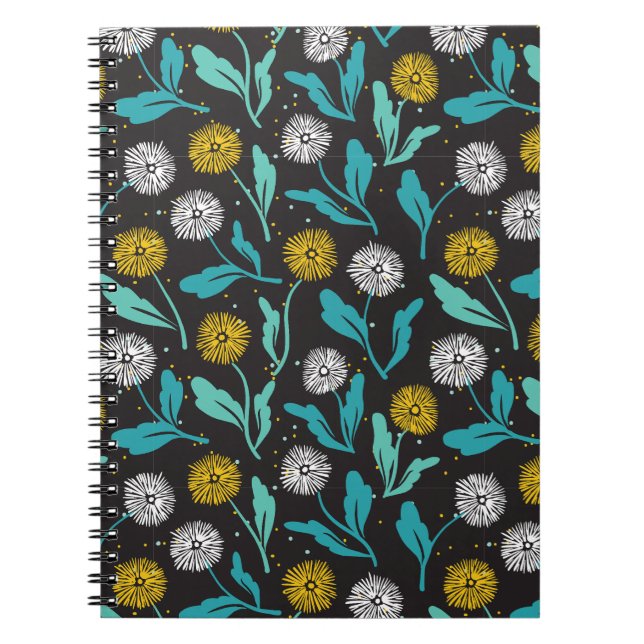 Cuaderno Diseño de flores y hojas de Dandelion (Frente)