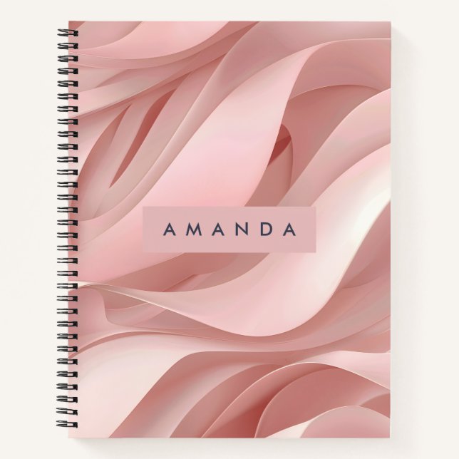 Cuaderno Diseño de Flujo Abstracto Rosa Suave Personalizado (Anverso)