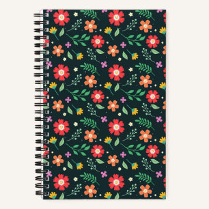 Cuaderno Diseño de fondo de estampado floral ditsy colorido
