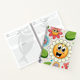 Cuaderno Diseño de fondo inmaculado con flores coloridas