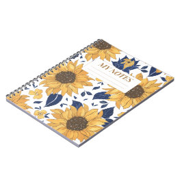 Cuaderno Diseño de fondo moderno del patrón de girasol amar