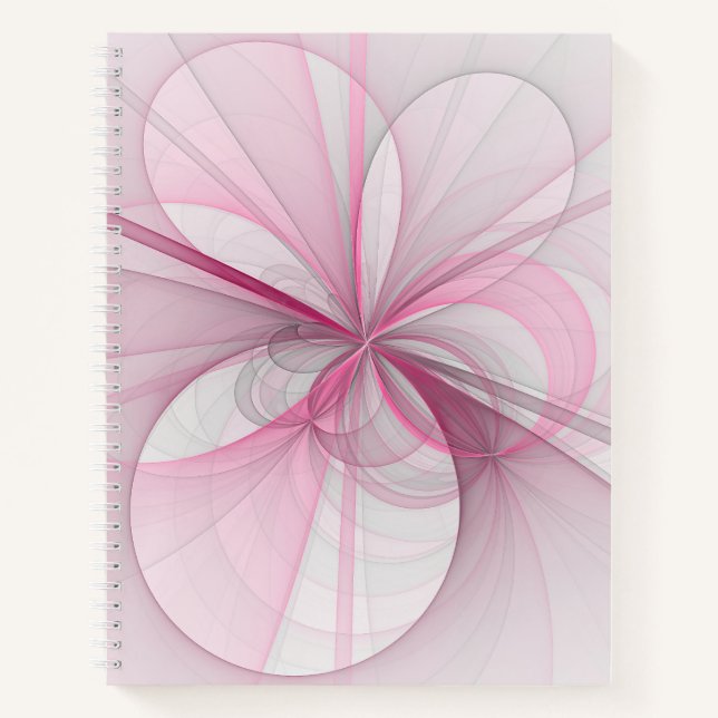 Cuaderno Diseño de fractal gris rosa claro abstracto modern (Anverso)
