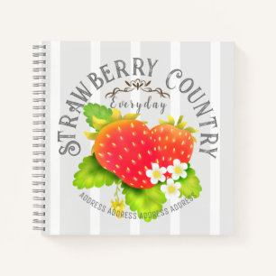 Cuaderno Diseño de franjas grises blancas de fresa.