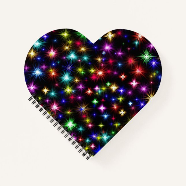 Cuaderno Diseño de Fuegos Artificiales de Estrellas Colorid (Anverso)