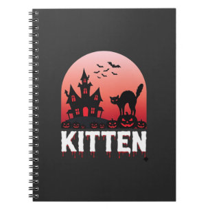 Cuaderno Diseño de gatito de Halloween Casa Embrujada Gato_