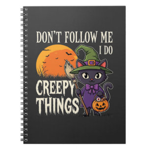 Cuaderno Diseño de gato bruja de Halloween cosas espeluznan