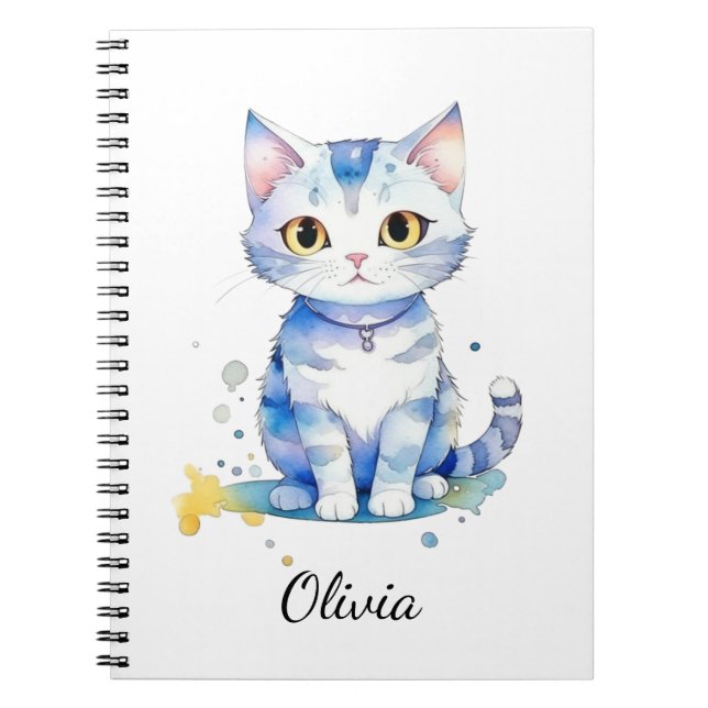 Cuaderno Diseño de gatos de acuarela (gatito) (Frente)