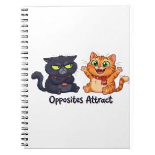 Cuaderno Diseño de gatos lindos que se atraen opuestos