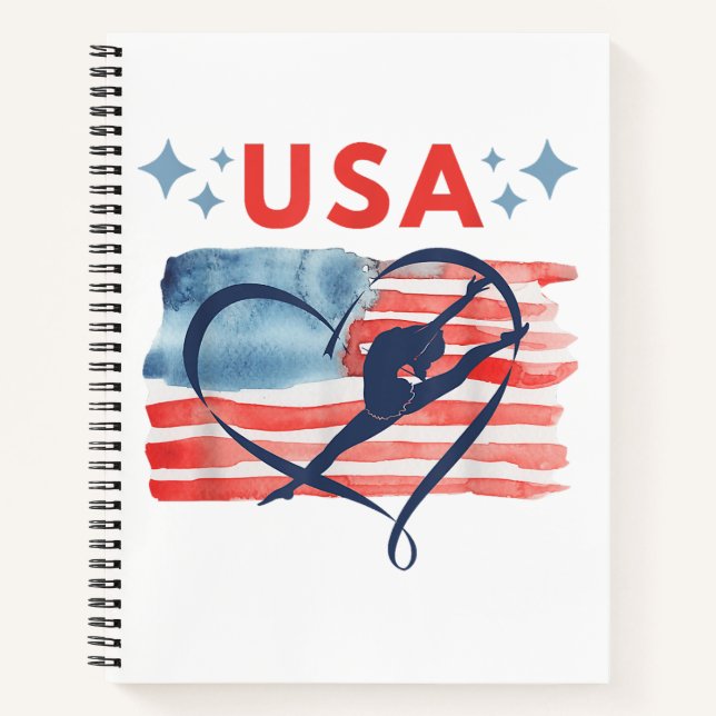 Cuaderno Diseño de gimnasia con bandera norteamericana patr (Anverso)