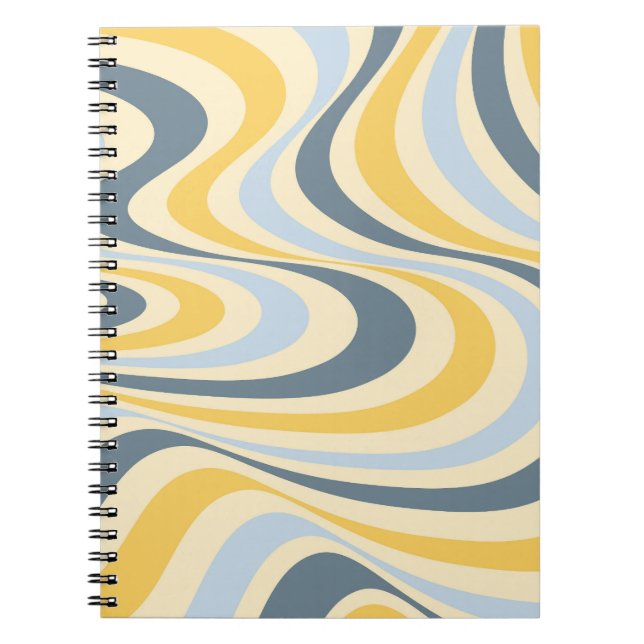 Cuaderno Diseño de giro abstracto amarillo y azul (Frente)