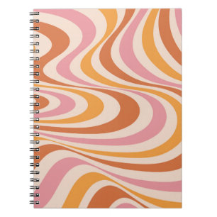 Cuaderno Diseño de giro abstracto rosa y naranja