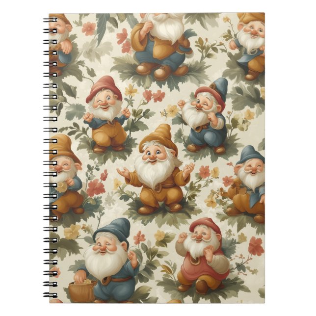 Cuaderno Diseño de gnomo y flores (Frente)