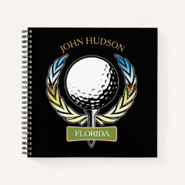 Cuaderno Diseño de golf con plantilla de monograma de flor