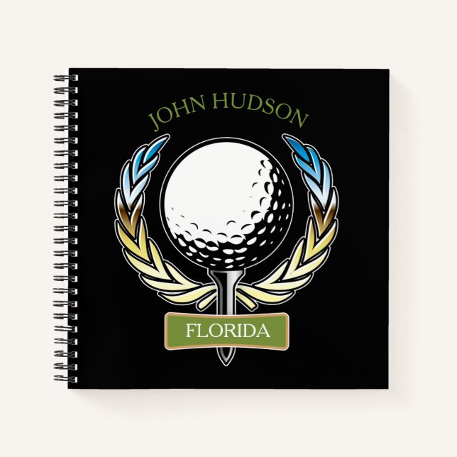 Cuaderno Diseño de golf con plantilla de monograma de flor (Anverso)