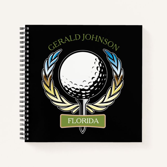 Cuaderno Diseño de Golf Monograma Golfer Template Note Book (Anverso)