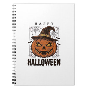 Cuaderno Diseño de grabado de calabaza feliz Halloween vint
