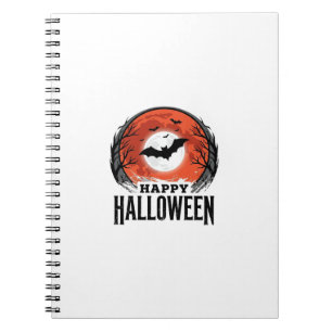 Cuaderno diseño de grabado de murciélago lunar de Halloween