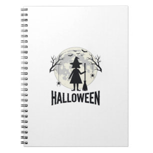 Cuaderno Diseño de grabado vintage de bruja de Halloween Lu