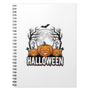 Cuaderno Diseño de grabado vintage de calabaza de cementeri
