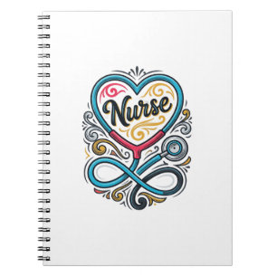 Cuaderno Diseño de grabado vintage de estetoscopio de coraz