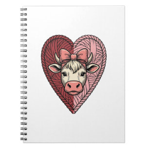 Cuaderno Diseño de grabado vintage de hilo de corazón de va