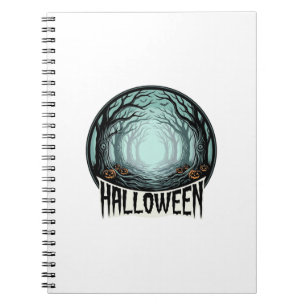 Cuaderno Diseño de grabado vintage del bosque espeluznante 