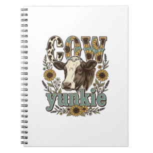 Cuaderno Diseño de granja de girasoles de vaca vintage Yunk
