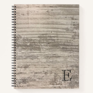 Cuaderno Diseño de grano de madera Monograma personalizado 