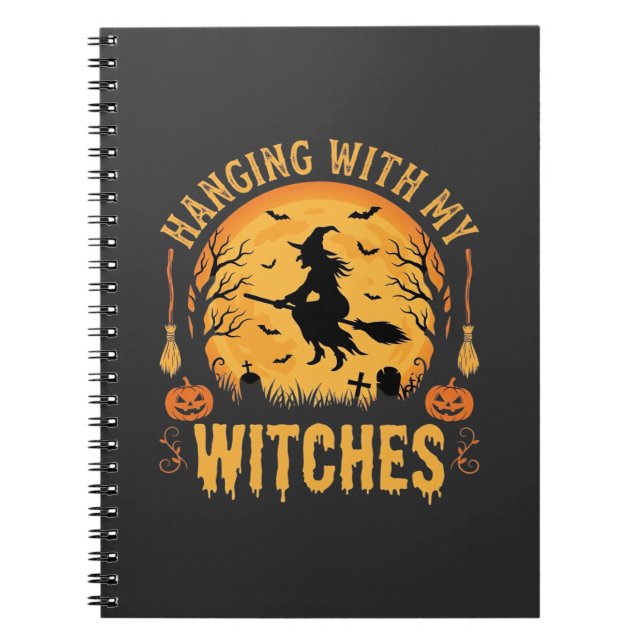 Cuaderno Diseño de Halloween Colgando Con Mis Brujas (2) (Frente)