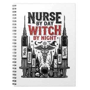 Cuaderno Diseño de Halloween de bruja por la noche enfermer