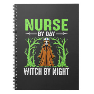 Cuaderno Diseño de Halloween de bruja por la noche enfermer