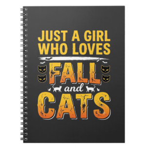 Cuaderno Diseño de Halloween de chicas gatos de otoño_1