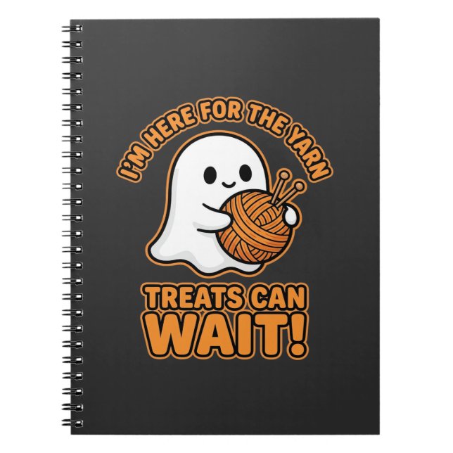 Cuaderno Diseño de Halloween de fantasmas de ganchillo (Frente)