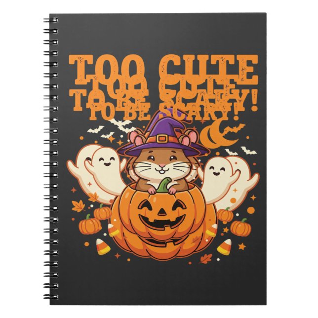 Cuaderno Diseño de Halloween de hámster adorable con calaba (Frente)