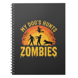 Cuaderno Diseño de Halloween de perro cazando zombies
