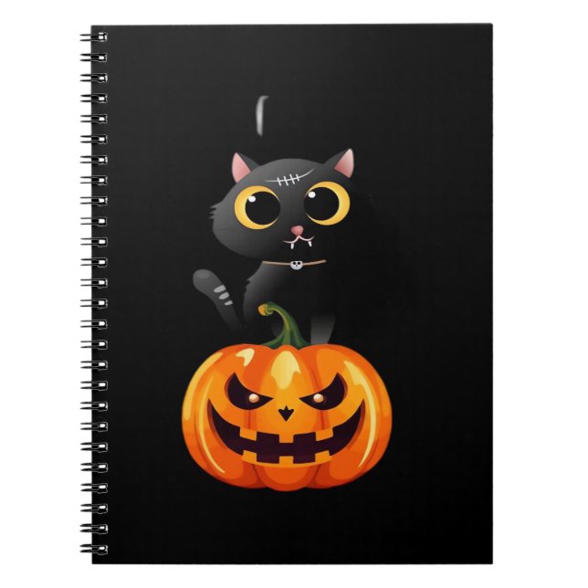 Cuaderno Diseño de Halloween para Gatos Negros - Arte espel (Frente)