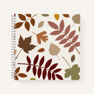 Cuaderno Diseño de Hojas Caídas Colores de Otoño sobre Crem
