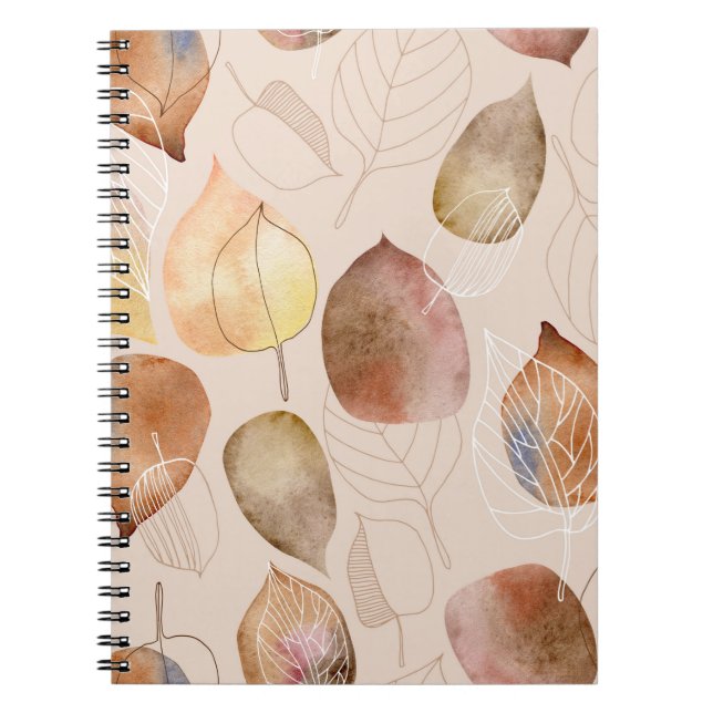 Cuaderno Diseño de hojas de acuarela gráfica de otoño (Frente)