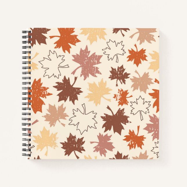 Cuaderno Diseño de hojas de arce de otoño en tonos de tierr (Anverso)