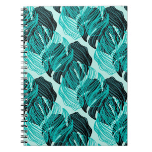 Cuaderno Diseño de hojas de palmera tropicales verdes.